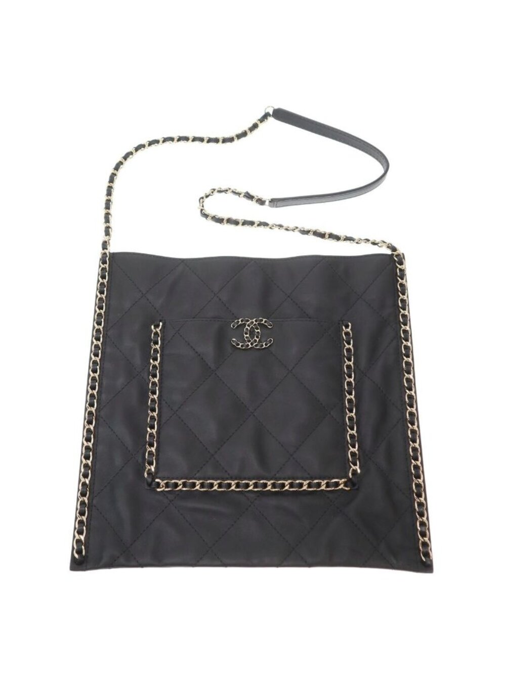 Chanel CC Chain Shoulder Bag Lambskin CC Logo Black